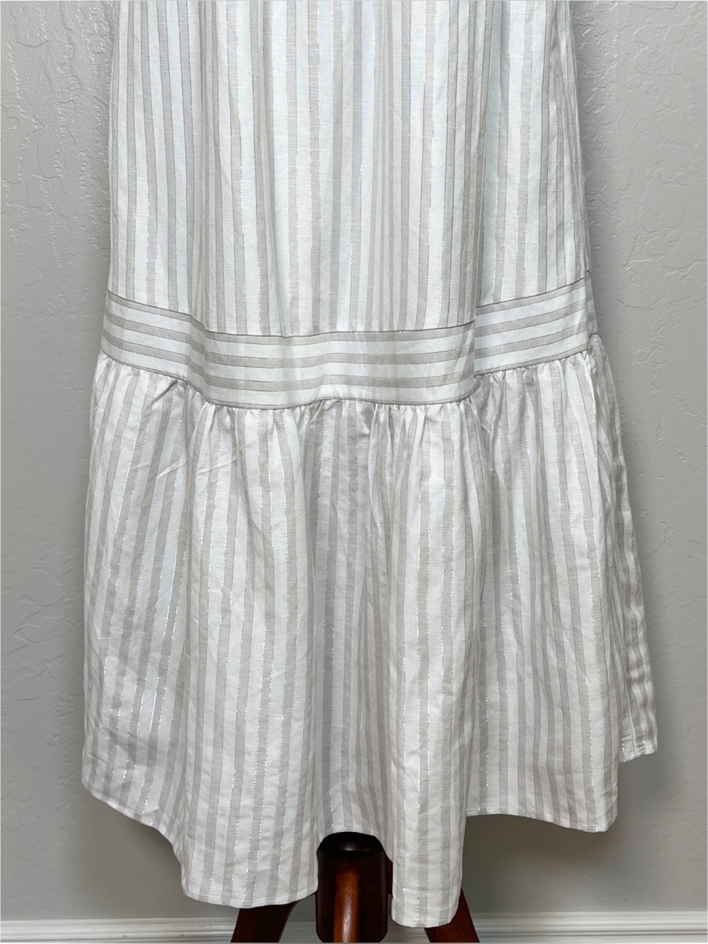 LOFT White and Light Gray Striped Maxi Dress - Picture 8 of 12